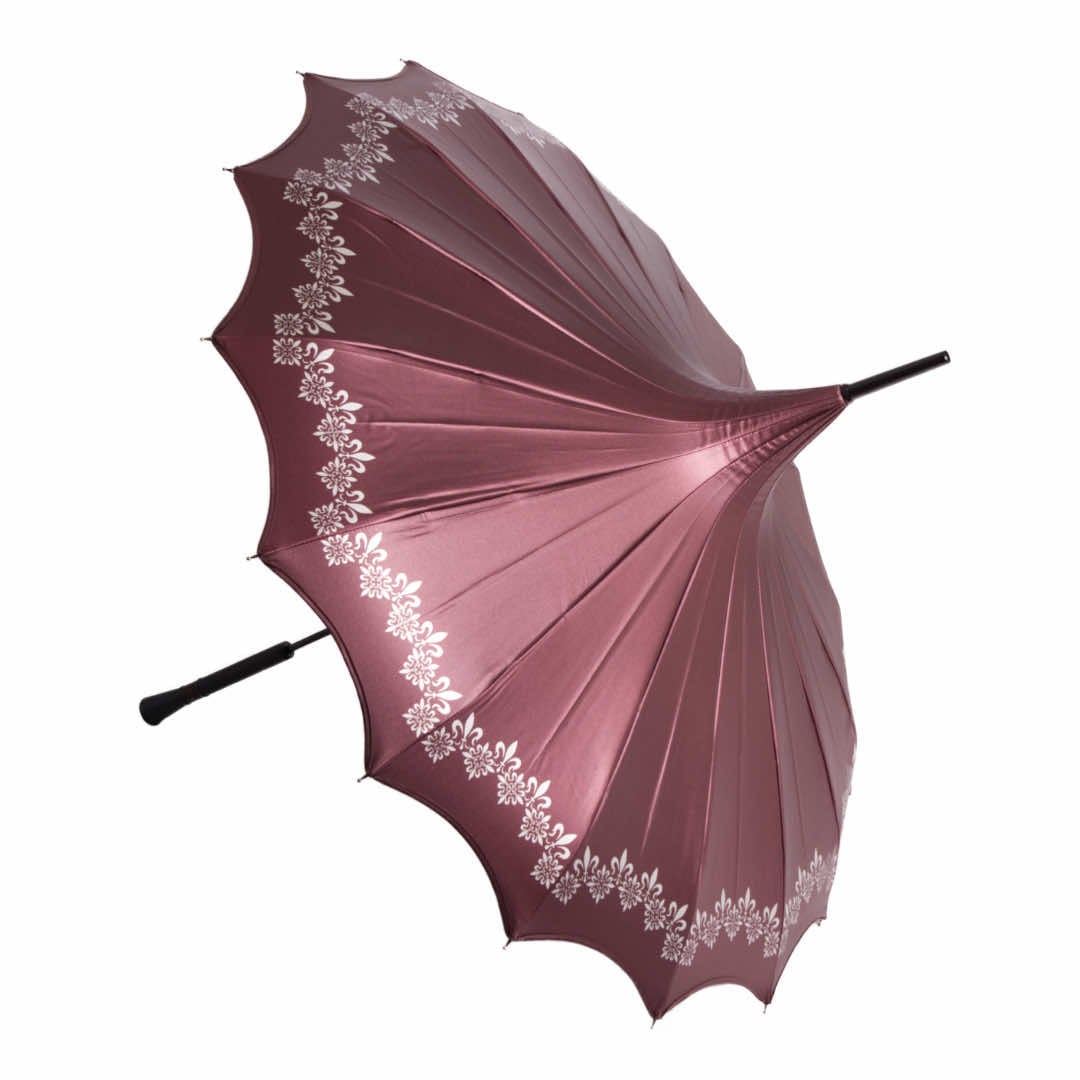 Parasol - Red Parasol with Silver outlet Fleur de Lis